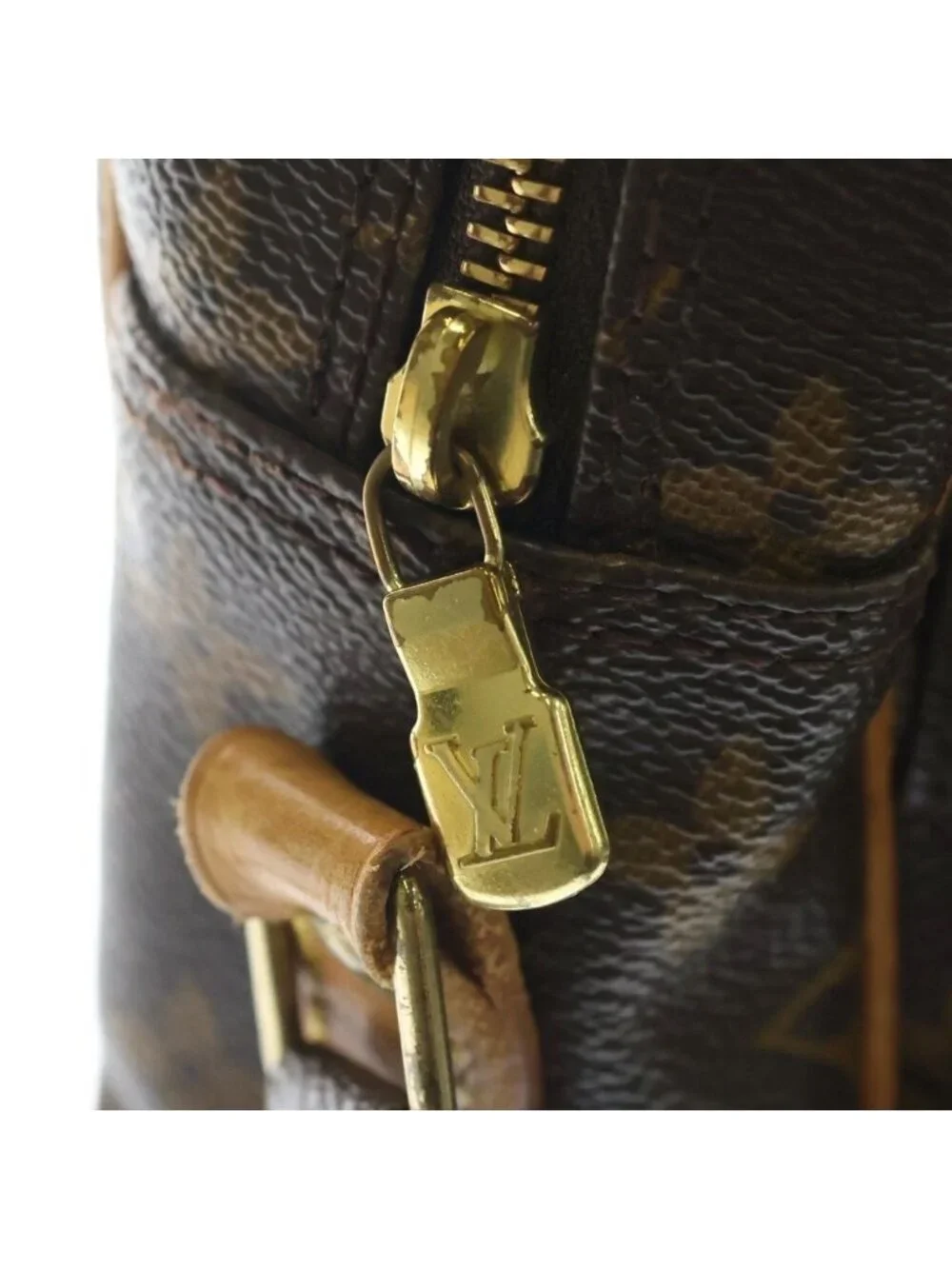Louis Vuitton Monogram Nile Shoulder Bag Brown Leather Gold